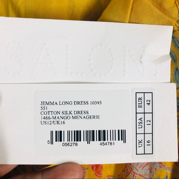 Saloni Jemma Cotton Silk Maxi Dress 12 NWT - Picture 7 of 15